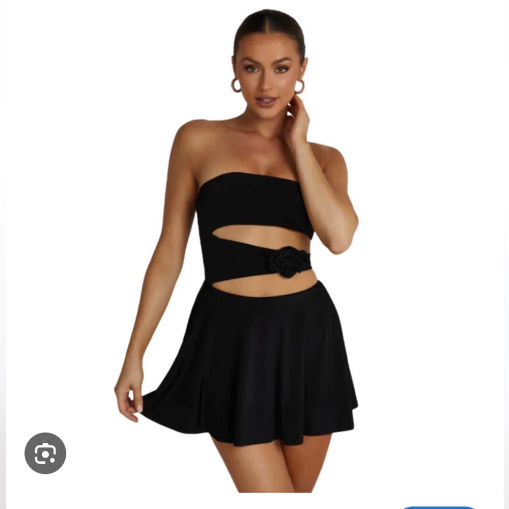 Meshki Black Strapless Cutout Mini Dress